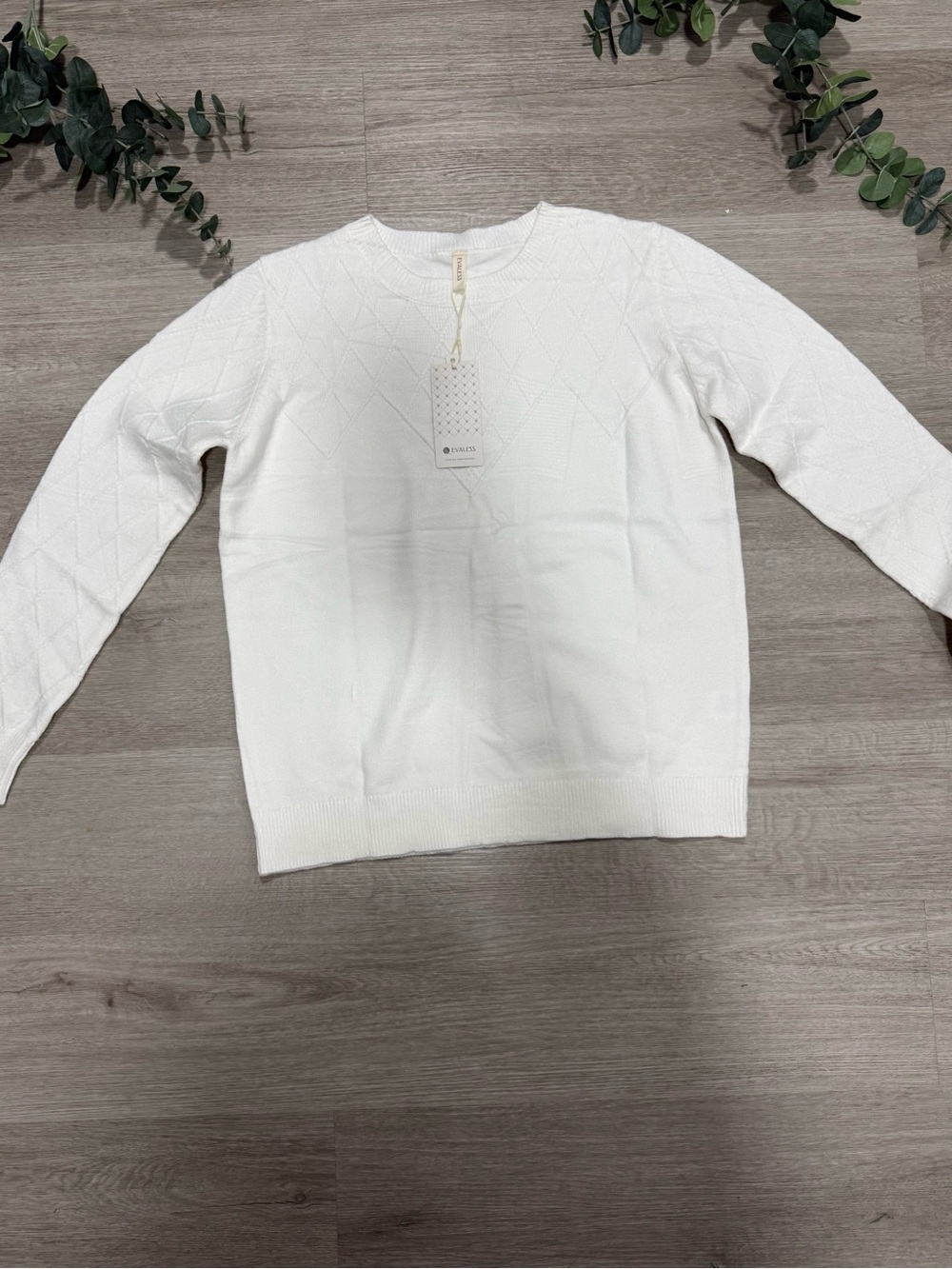 Crewneck Cable-Detail Sweater in White - Women's